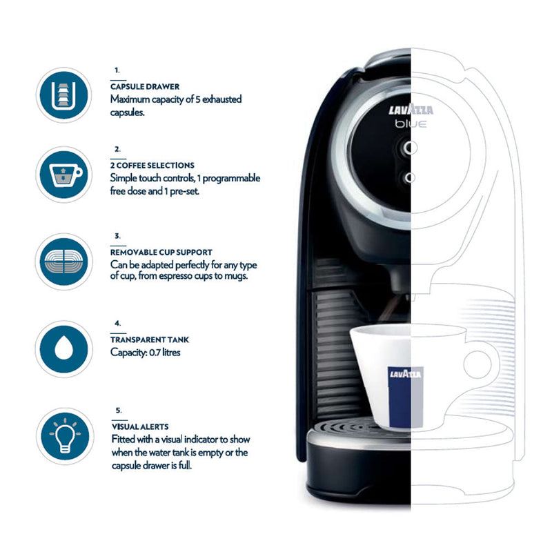 Lavazza Single Serve Classy Mini Espresso Machine LB 300 + 100 Caps.