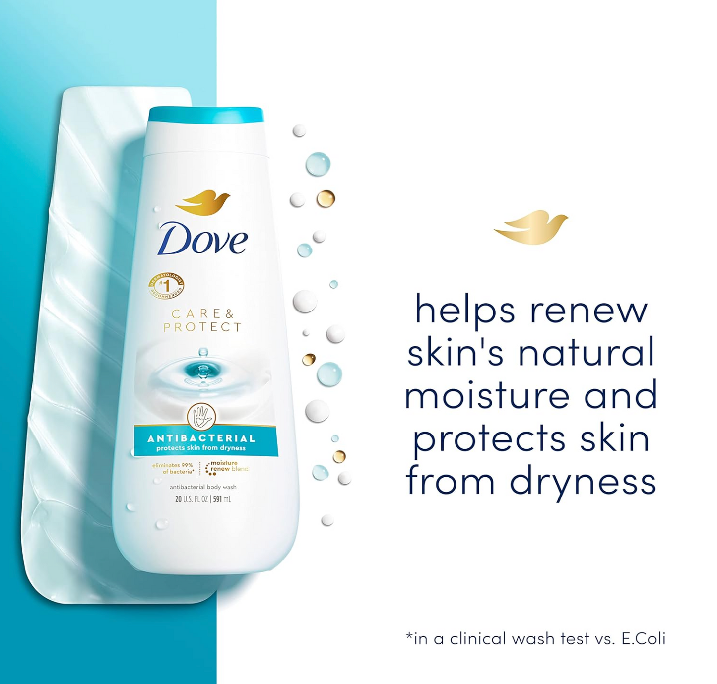 Dove Body Wash Care & Protect Antibacterial 4 Count For All Skin Types Protects from Dryness 20 oz