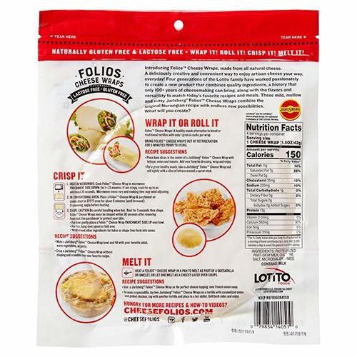 Folios All Natural Jarlsberg Cheese Wraps, 6 oz [Pack of 3]